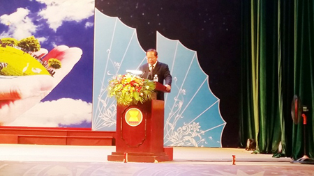 Ủy viên Trung ương Đảng, Bộ trưởng Bộ TT&TT Trương Minh Tuấn phát biểu tại lễ khai mạc.